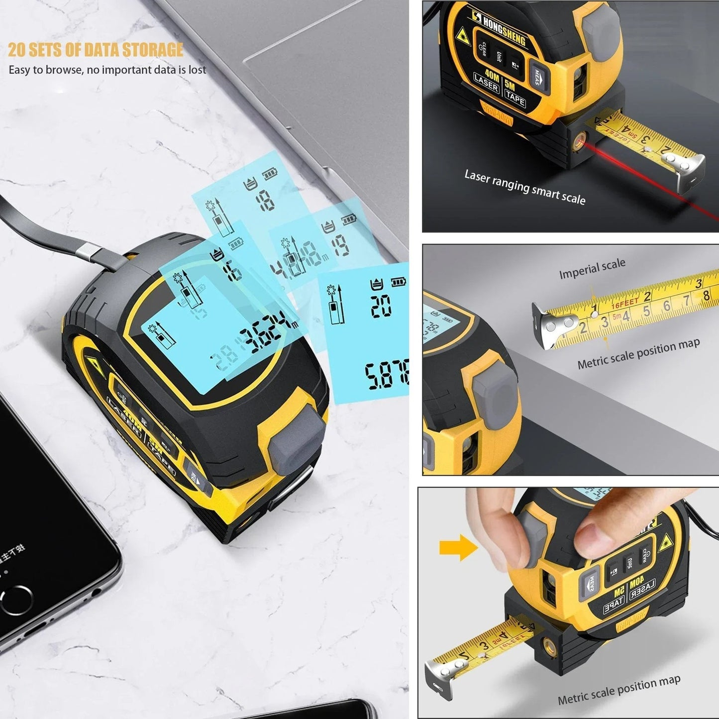 Owronline - Measurin Sight 3-In-1 Infrared Laser Tape Measuring