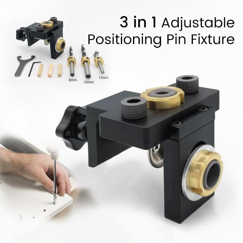 Owronline - 3 in 1 Adjustable Woodworking Drilling Locator Puncher Tools