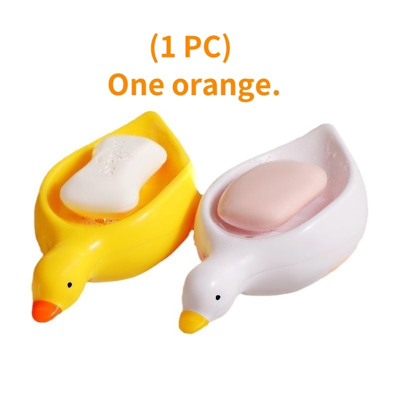 Owronline - Cute Ceramic Duck Soap Storage Drainer Box No Standing Water