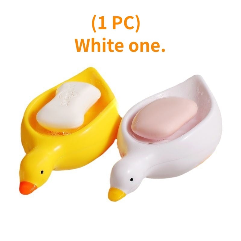 Owronline - Cute Ceramic Duck Soap Storage Drainer Box No Standing Water