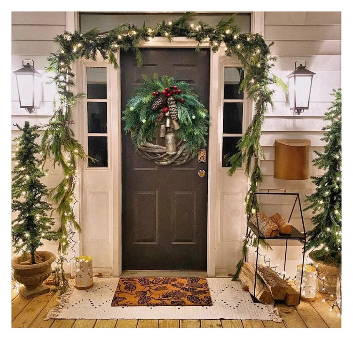 OWRONLINE - Farmhouse Christmas Wreath, Boho Wreath, Holiday Wreath