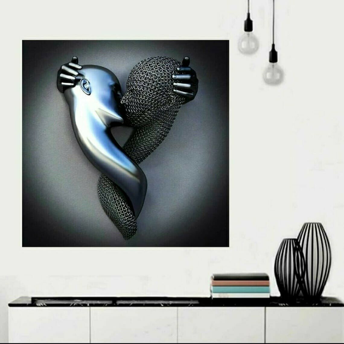 Owronline - Love Heart Gray-3D Art Wall