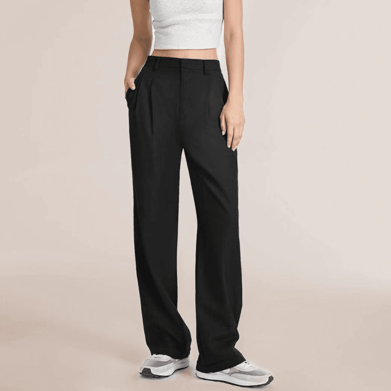 Owronline - Fashionable Commuter Drape Slimming High-Waisted Wide Leg Pants