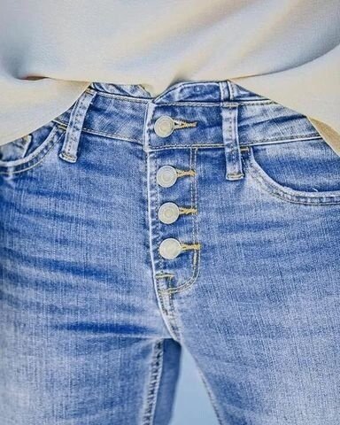 Owronline - 90s Vintage Button Fly High Waist Flare Leg Jeans