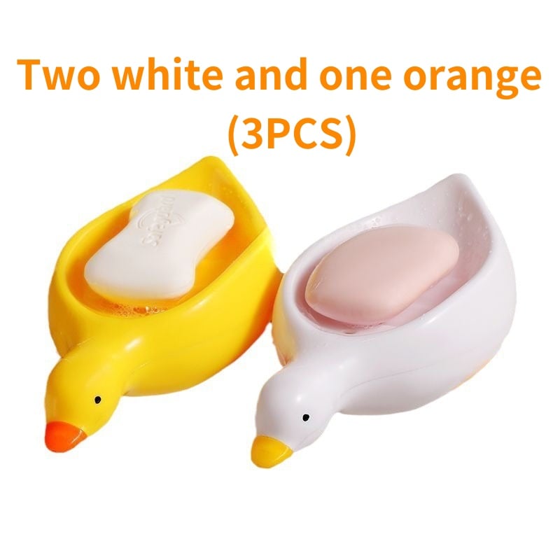 Owronline - Cute Ceramic Duck Soap Storage Drainer Box No Standing Water