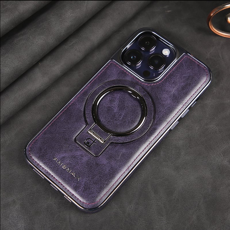 Owronline - Luxury Leather Invisible Stand iPhone Case