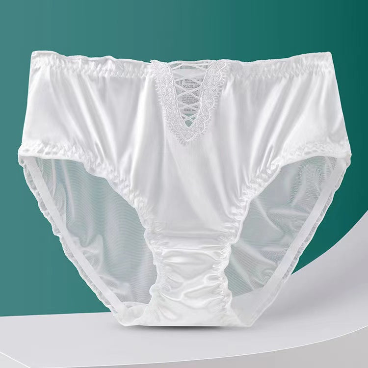 Owronline - Lace underwear men's satin ice silk seamless briefs