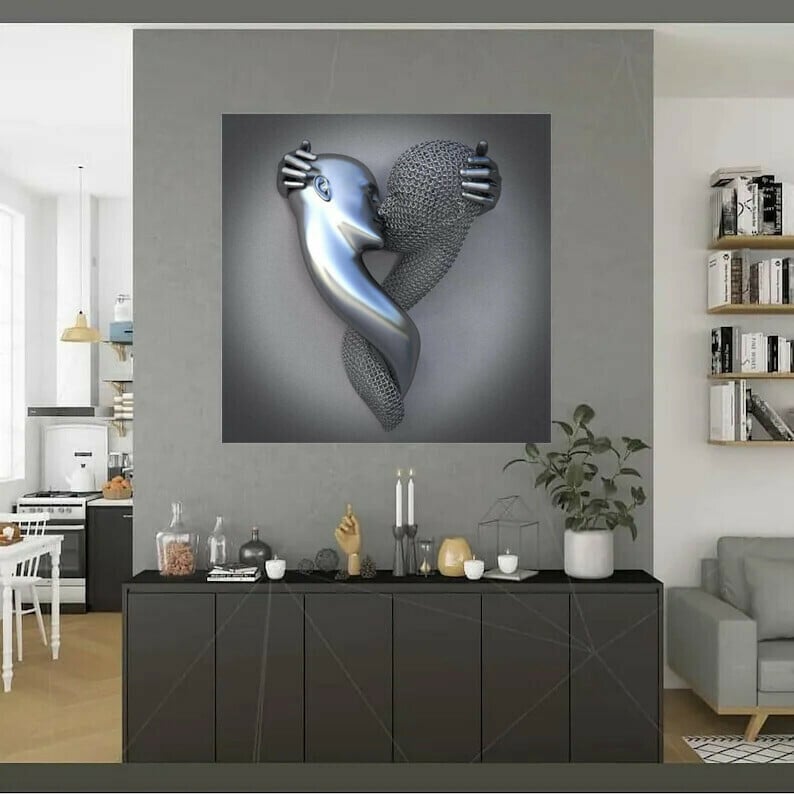 Owronline - Love Heart Gray-3D Art Wall