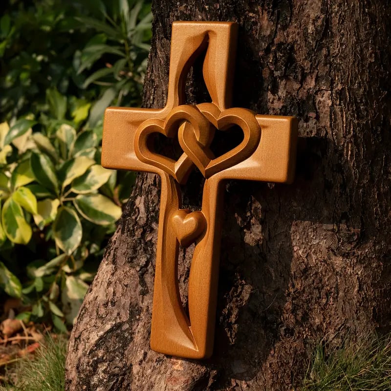 Owronline - Intertwined Heart Wooden Cross(6.3*9.8 in)